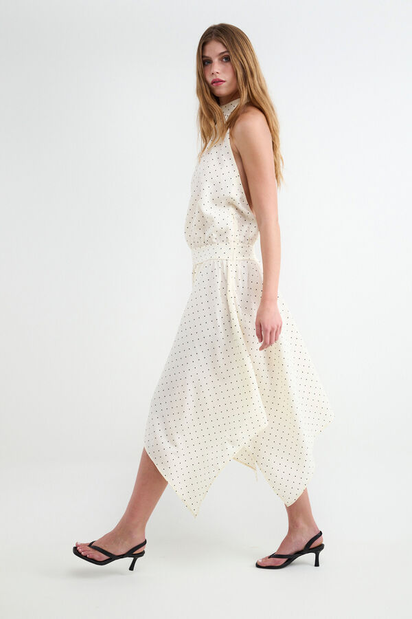 Balmohk Polka-dot halterneck midi dress white