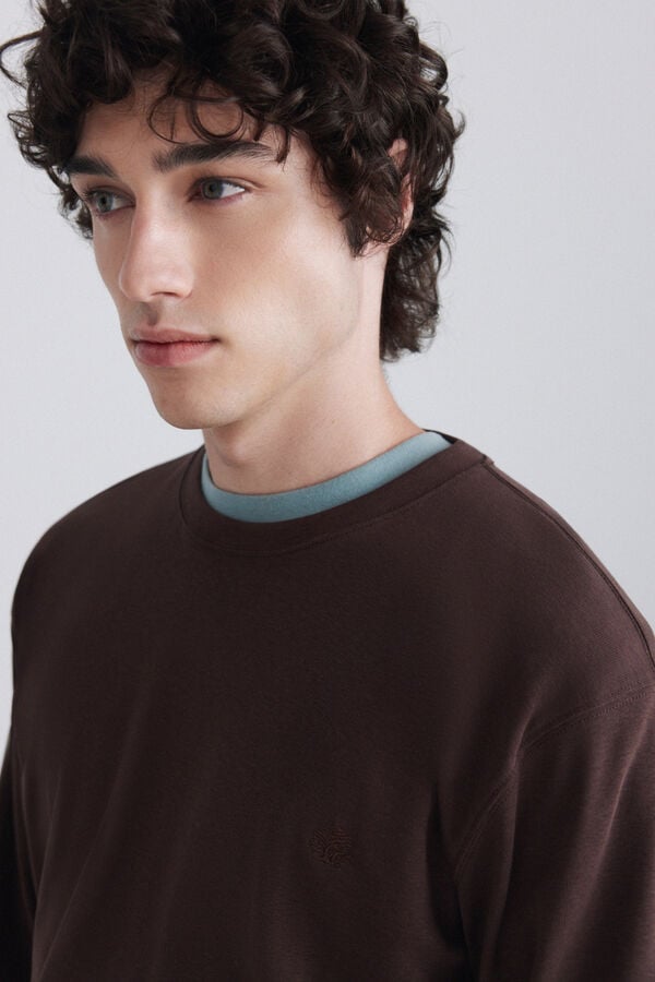 Springfield Ribbed basic long sleeve T-shirt nude