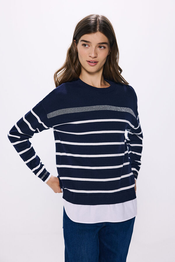 Springfield Cotton-combined "Love" sweater navy