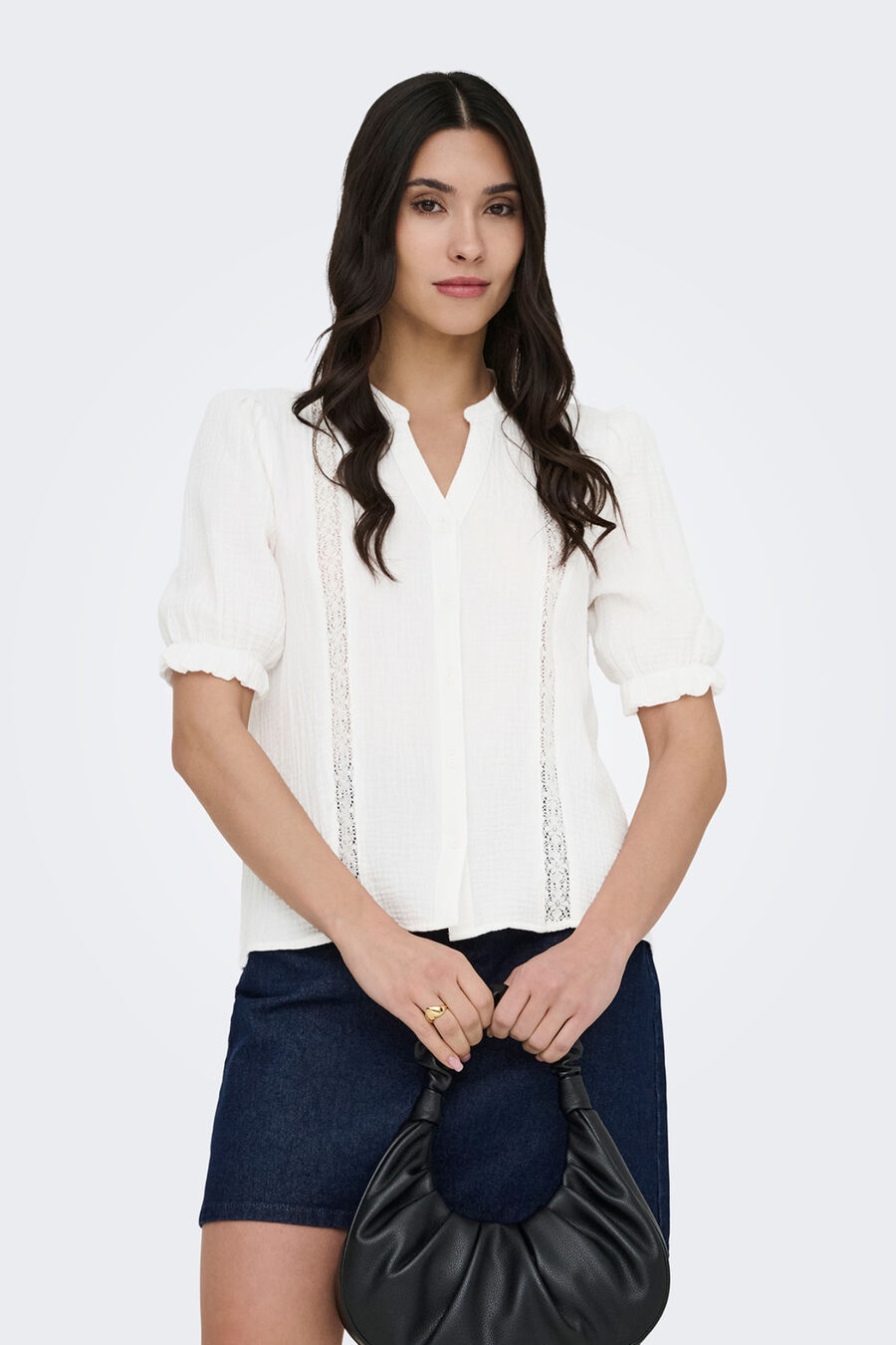 Blusa manga corta encaje