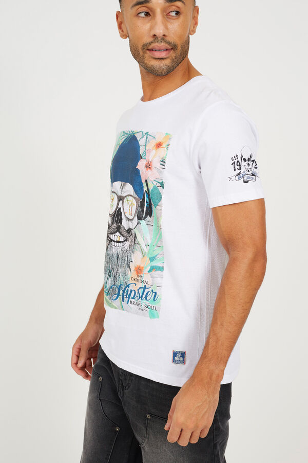 Brave Soul Short-sleeve skull T-shirt white