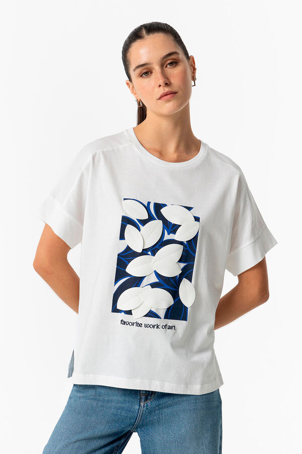 Springfield Printed T-shirt with appliqués white