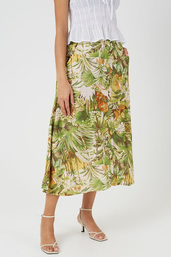 Brave Soul Printed long skirt green