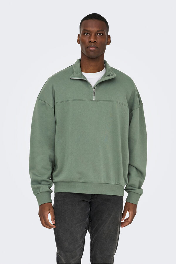 Only & Sons Sudadera con cremallera. verde