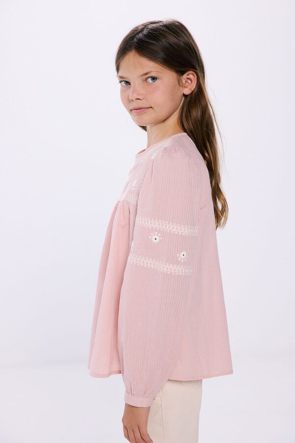 Springfield Blusa bordada para menina rosa