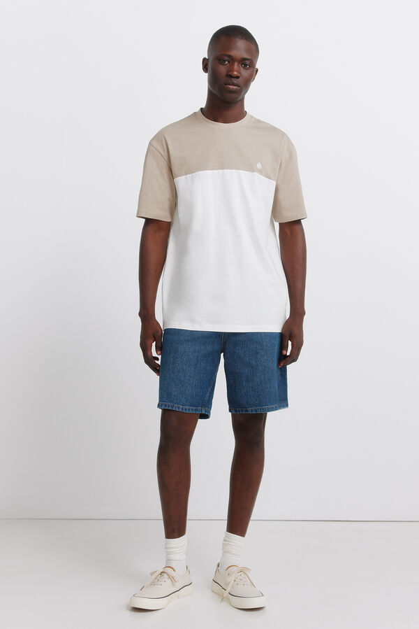 Springfield Colour block T-shirt nude