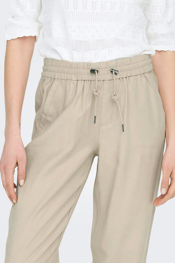 Only Pantal&oacute;n largo fluido de cintura el&aacute;stica gris