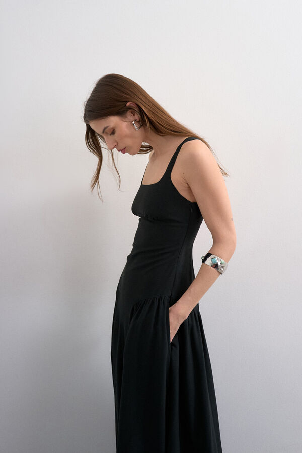 Topshop Long strap dress black