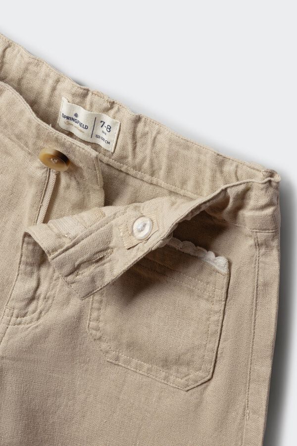 Springfield Kids Cal&ccedil;&otilde;es de linho para menina bege