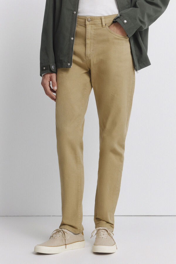 Springfield Cal&ccedil;as 5 bolsos lavagem slim fit castanho