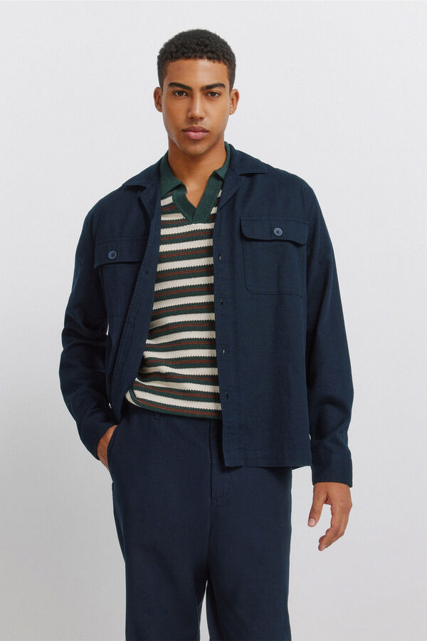 Springfield Cotton straight fit trousers blue