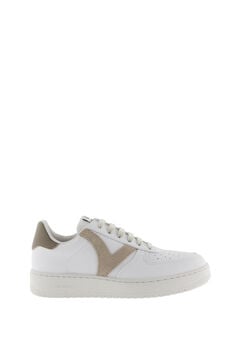 Springfield Contrast faux leather retro trainers beige