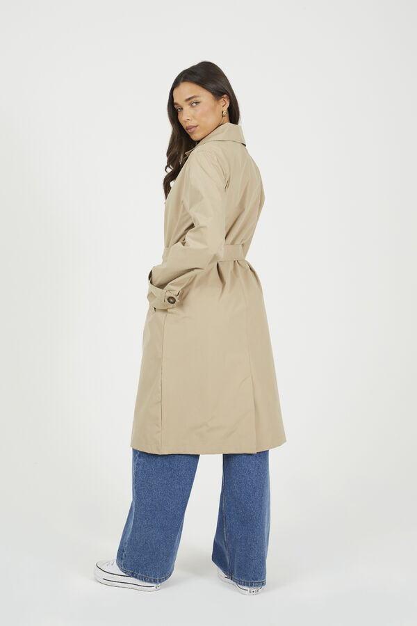 Brave Soul Long belted trench coat grey