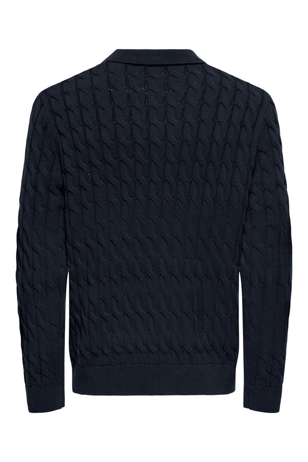 Only & Sons long sleeve polo shirt jersey-knit blue