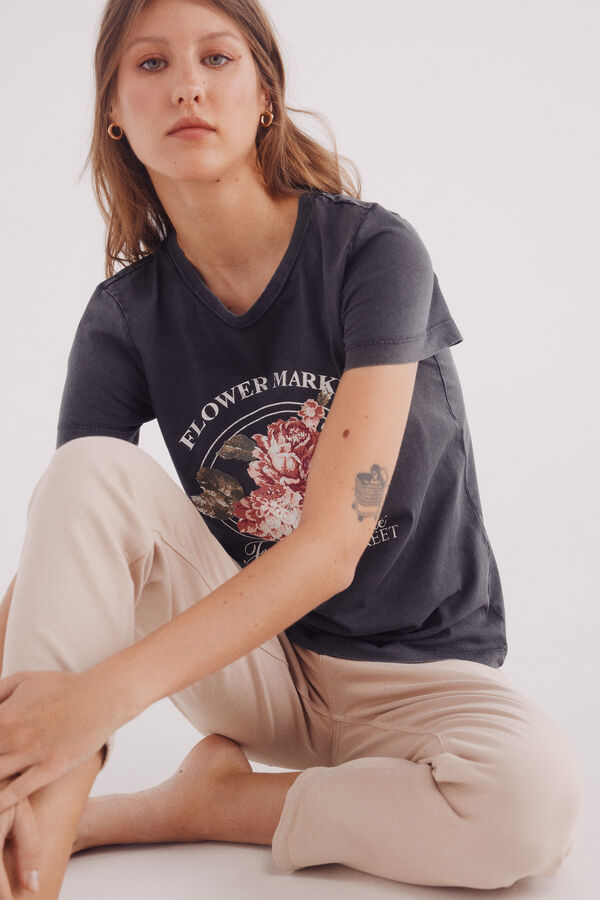 Springfield Tee-shirt "March&eacute; aux fleurs" gris