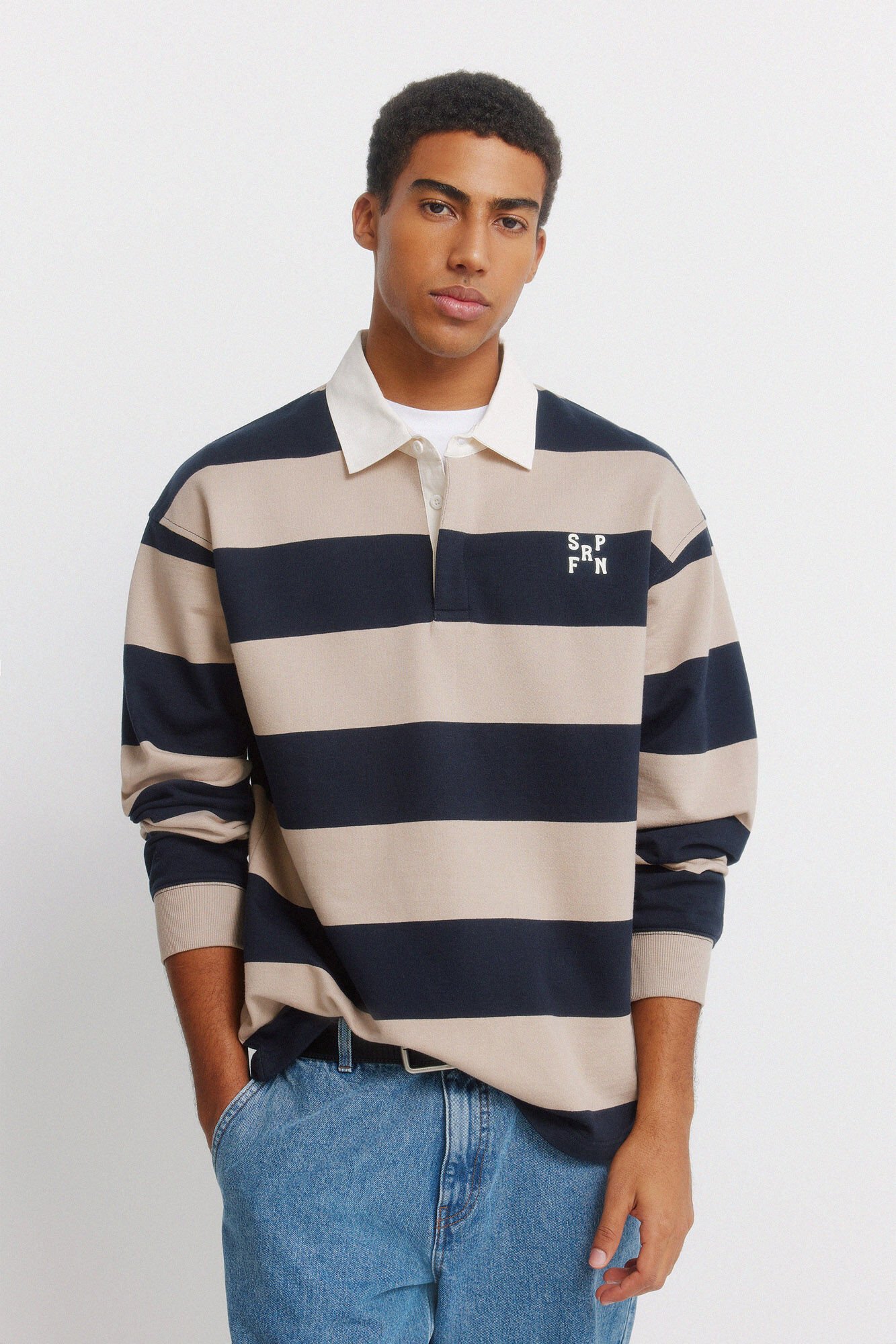 Springfield Prugasta rugby majica polo dugih rukava