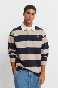 Springfield Striped long sleeve rugby polo shirt