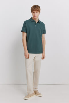 Springfield Piqu&eacute; contrast cuff slim fit polo shirt