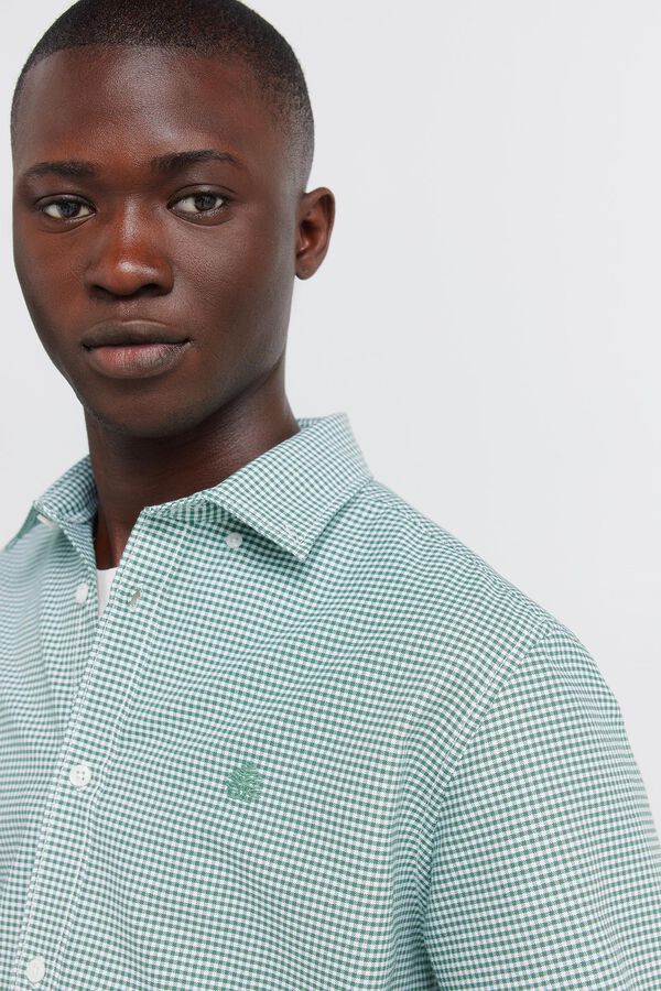 Springfield Oxford gingham print wrinkle free shirt green