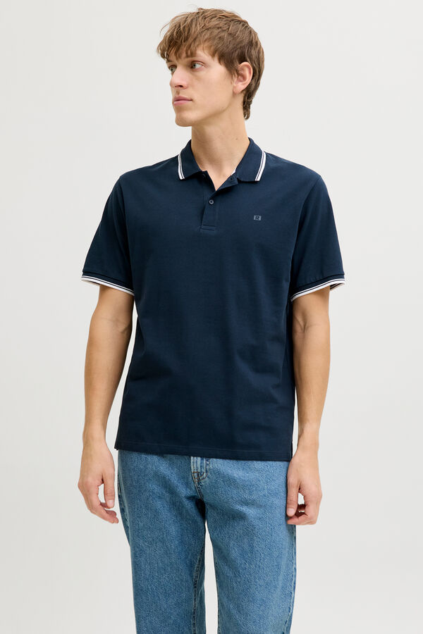 JJ REBEL Polo regular fit punto piqu&eacute; azul