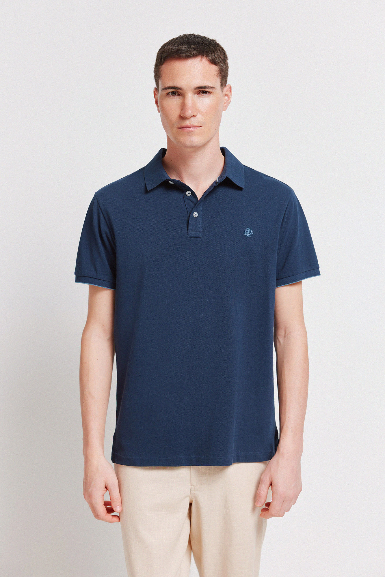 Springfield Piqu&eacute; contrast cuff slim fit polo shirt