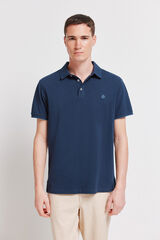 Springfield Piqu&eacute; contrast cuff slim fit polo shirt blue