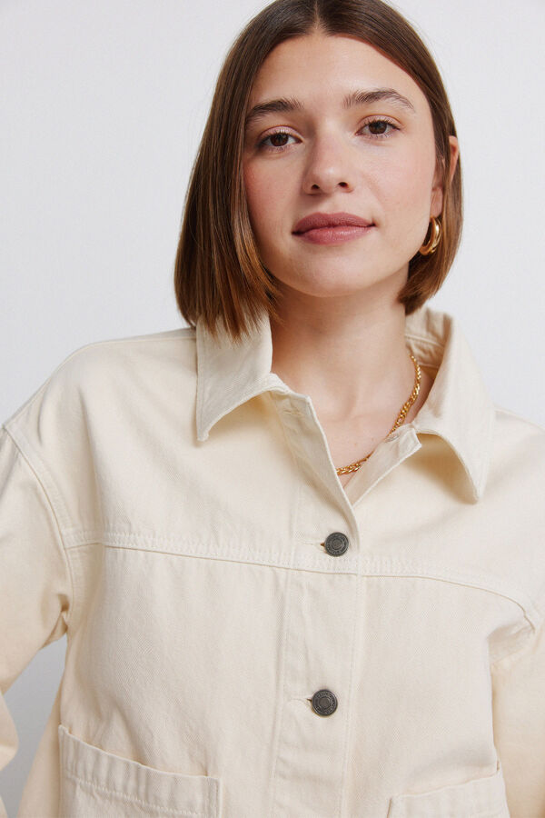 Springfield Casaco oversized em denim castanho