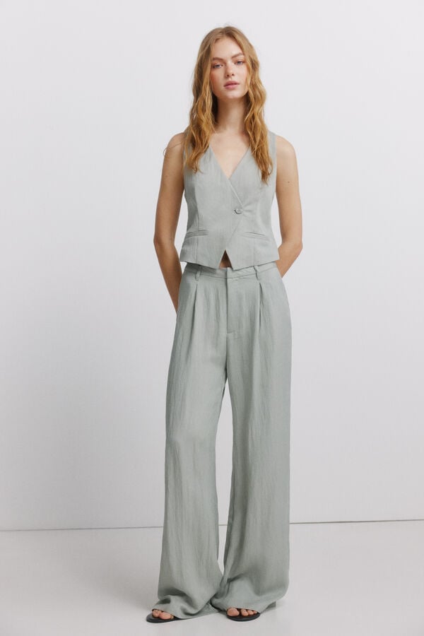 Springfield Pleated wide-leg trousers green