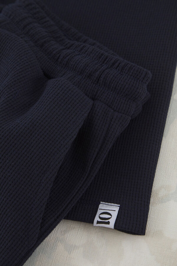 Trendyol Ch&aacute;ndal manga corta pantal&oacute;n largo azul