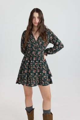 Vestido corto estampado volantes