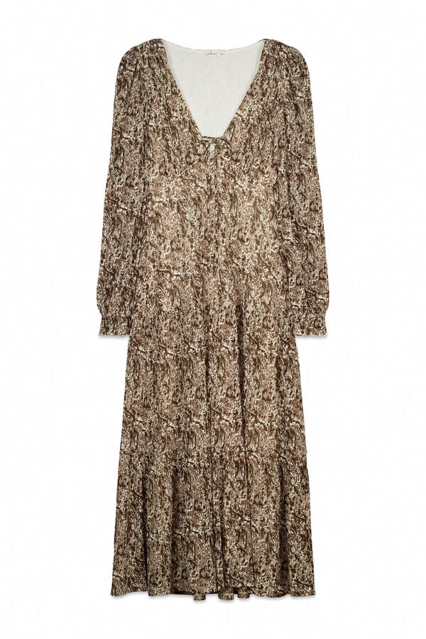 Springfield Print midi dress nude