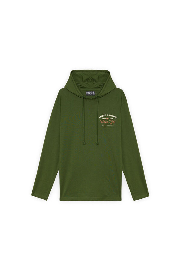 Inside T-shirt com capuz estampado verde