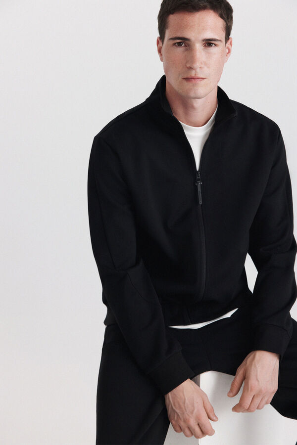 Springfield Technical look zip fastening sweatshirt black
