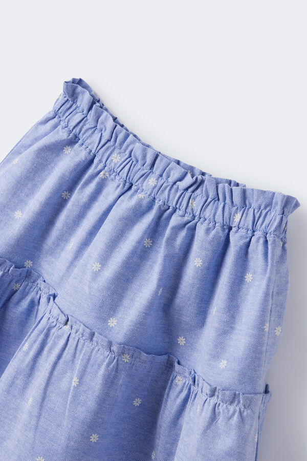 Springfield Girls' white floral skirt steel blue