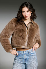 Only Short faux fur jacket Braon