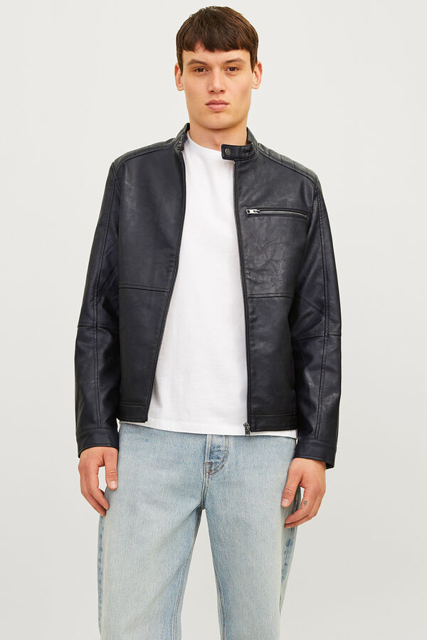Jack & Jones Cazadora biker efecto piel negro