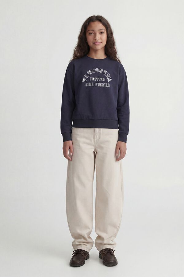 Jack & Jones Girl Print round neck sweatshirt blue