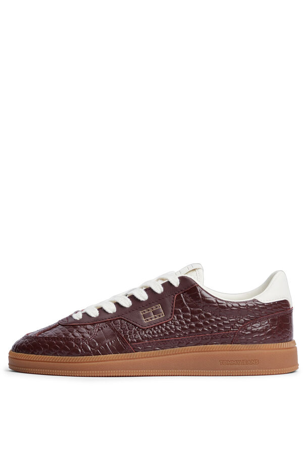 Tommy Jeans Zapatillas piel con bandera burdeos
