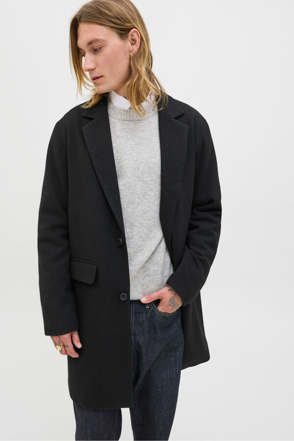 Jack & Jones Sobretudo de gola italiana preto