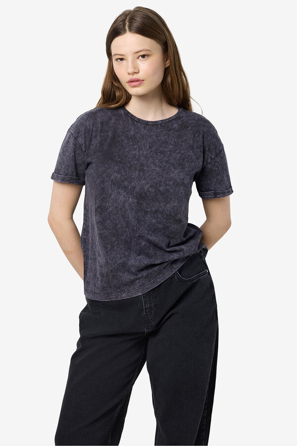 Noisy May Linen look T-shirt grey