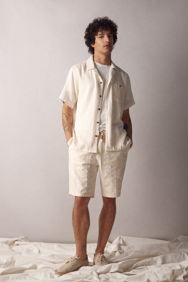 Springfield Relaxed fit striped Bermuda shorts white