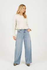 Brave Soul C&aacute;rdigan de punto con volantes marfil