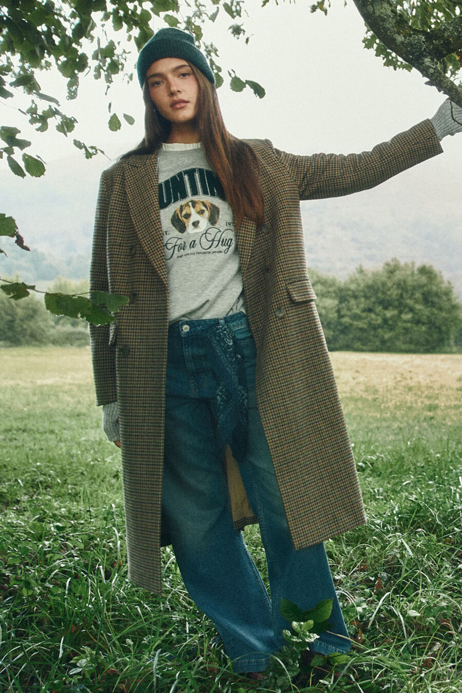 Abrigo largo cuadros doble abotonadura