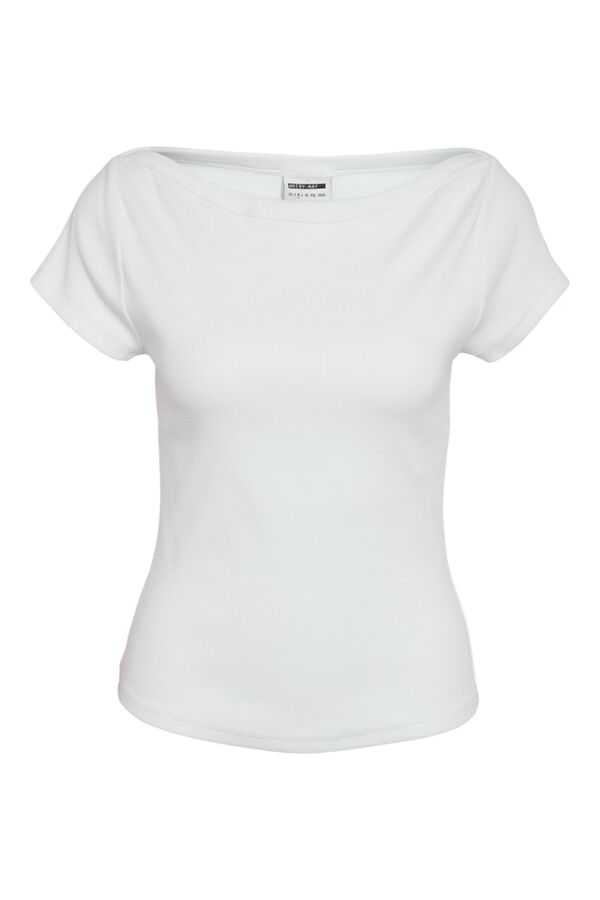 Noisy May Boat neck short sleeve T-shirt white