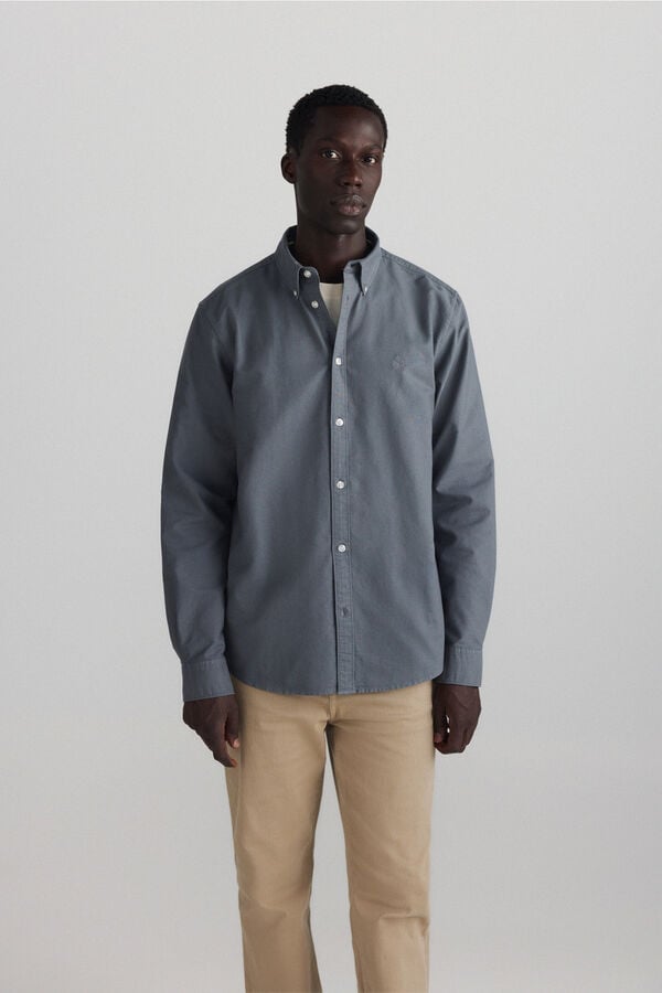 Springfield Garment-dyed oxford shirt blue