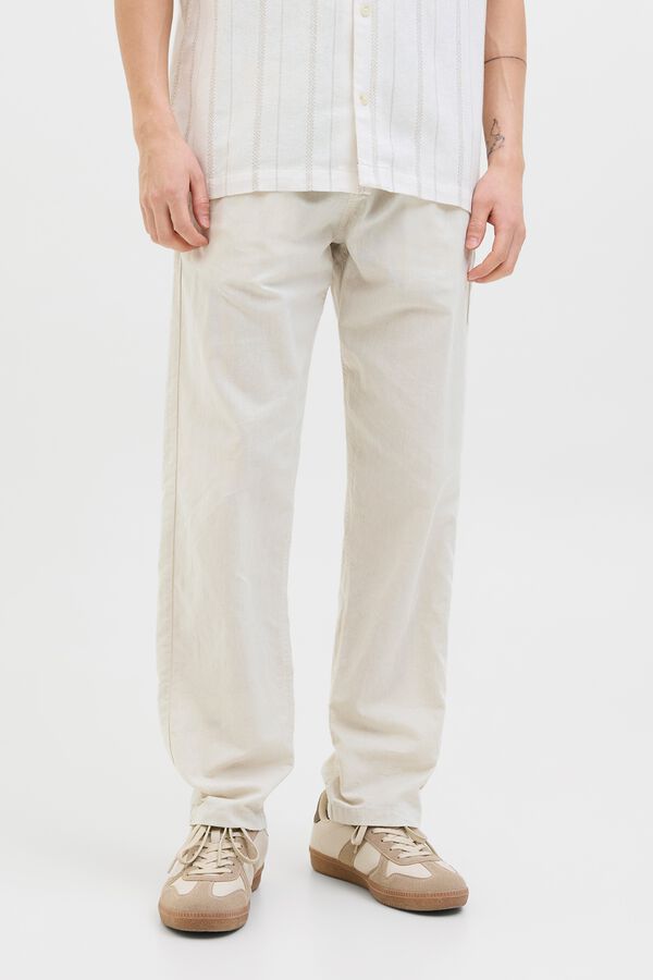 Jack & Jones Linen relaxed fit trousers grey