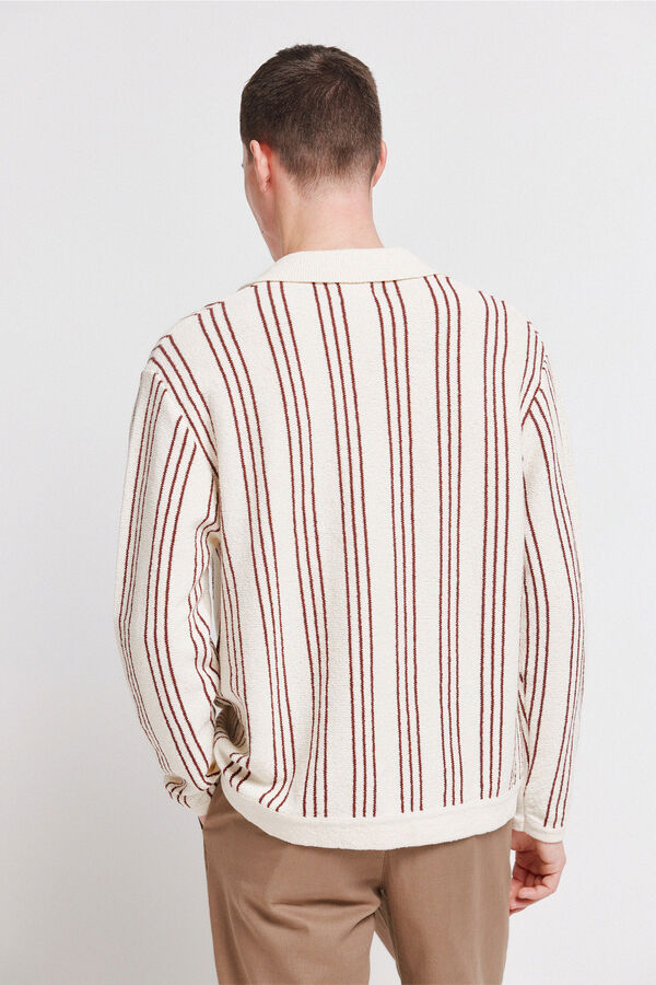 Springfield Patterned striped cardigan white