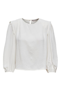 Springfield Round neck blouse with puffed sleeves blanc