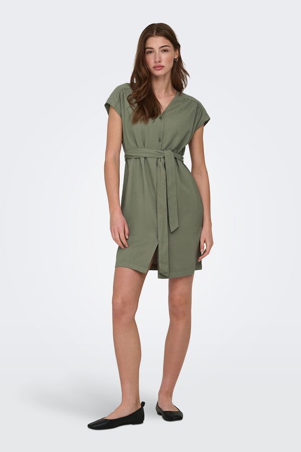 Only Vestido corto abotonado kaki