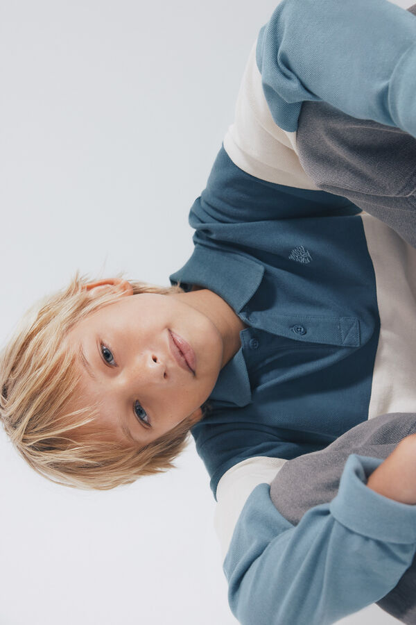 Springfield Kids Polo manga larga color block niño azul